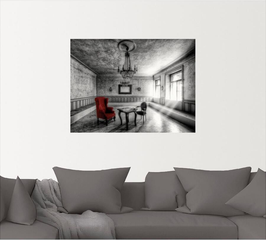 Artland Artprint Lost Place rode fauteuil als artprint van aluminium artprint voor buiten artprint op linnen poster muursticker - Foto 4