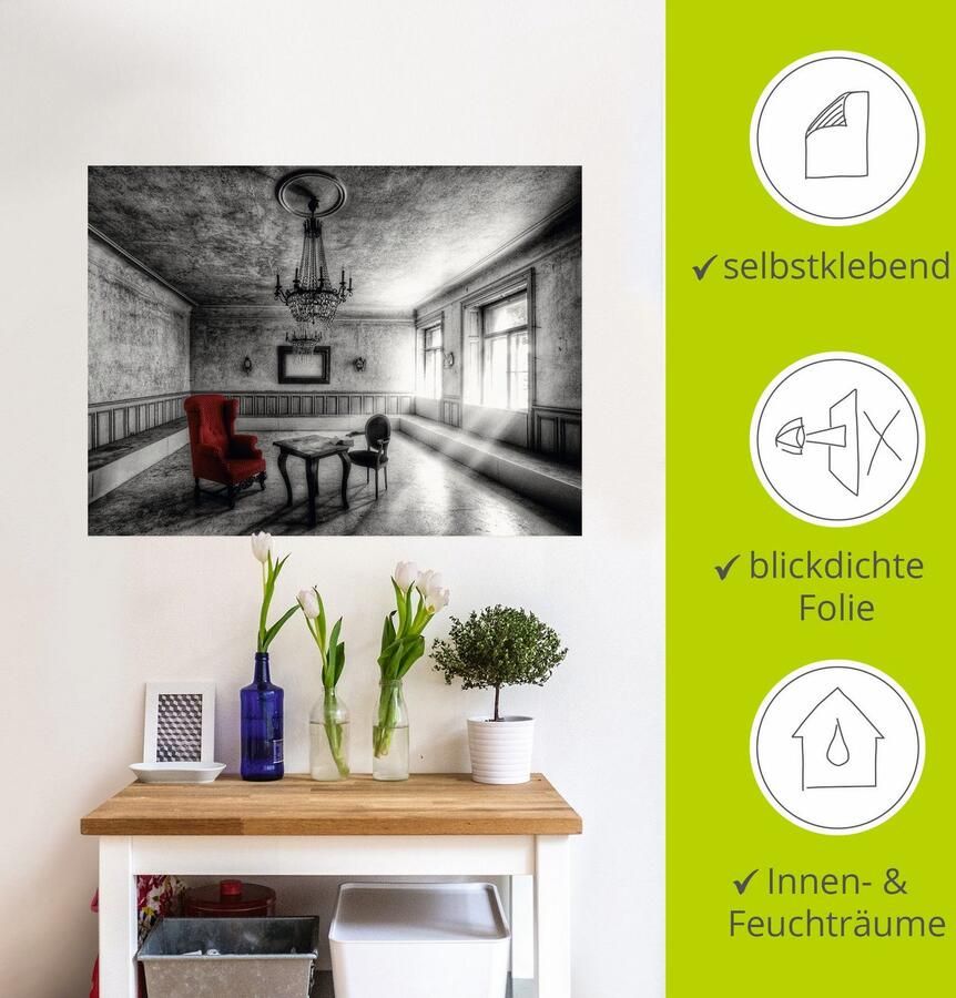 Artland Artprint Lost Place rode fauteuil als artprint van aluminium artprint voor buiten artprint op linnen poster muursticker - Foto 3