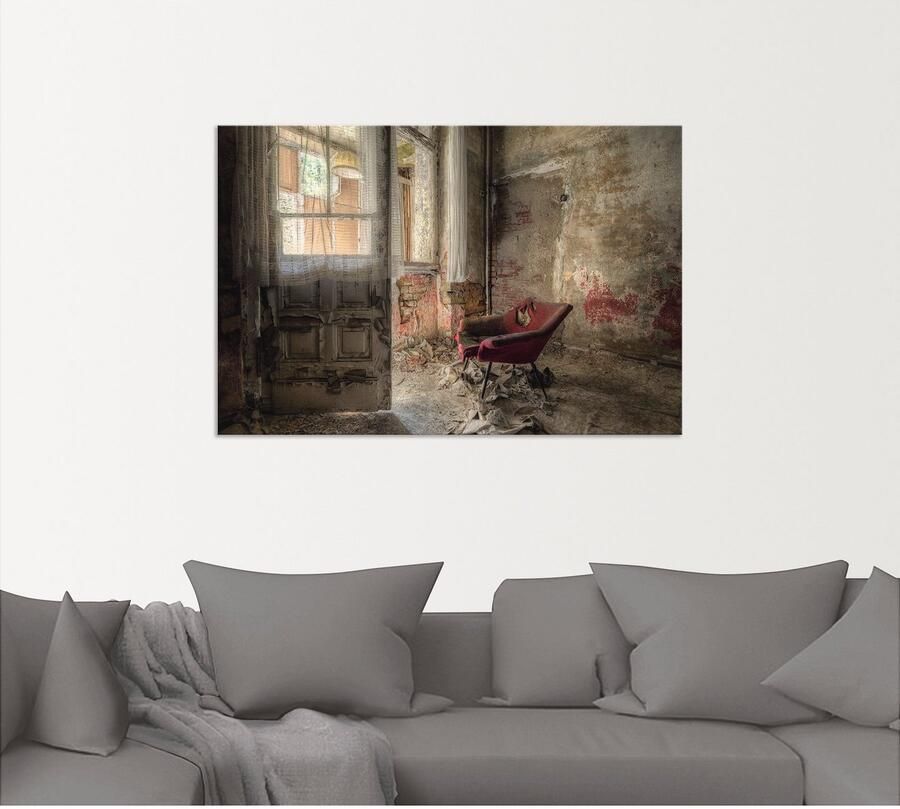 Artland Artprint Lost Place rode fauteuil I als artprint van aluminium artprint voor buiten artprint op linnen poster muursticker - Foto 5