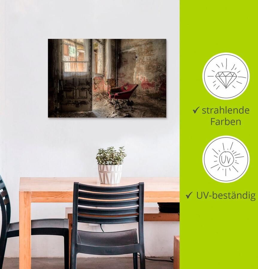 Artland Artprint Lost Place rode fauteuil I als artprint van aluminium artprint voor buiten artprint op linnen poster muursticker - Foto 3