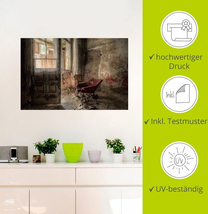 Artland Artprint Lost Place rode fauteuil I als artprint van aluminium artprint voor buiten artprint op linnen poster muursticker - Foto 2