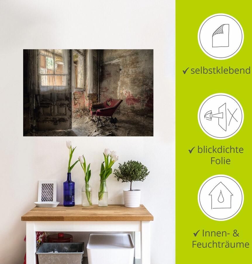 Artland Artprint Lost Place rode fauteuil I als artprint van aluminium artprint voor buiten artprint op linnen poster muursticker - Foto 3