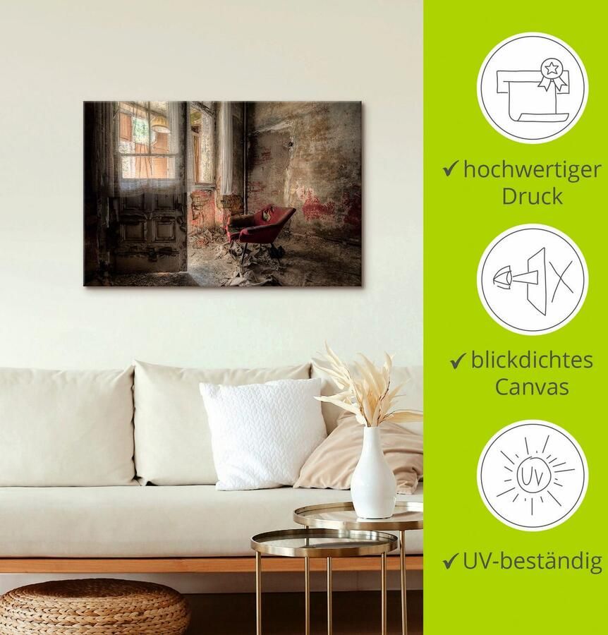 Artland Artprint Lost Place rode fauteuil I als artprint van aluminium artprint voor buiten artprint op linnen poster muursticker - Foto 3