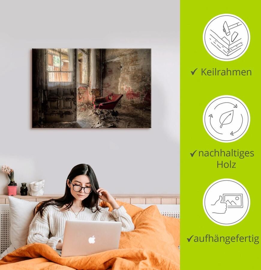 Artland Artprint Lost Place rode fauteuil I als artprint van aluminium artprint voor buiten artprint op linnen poster muursticker - Foto 2