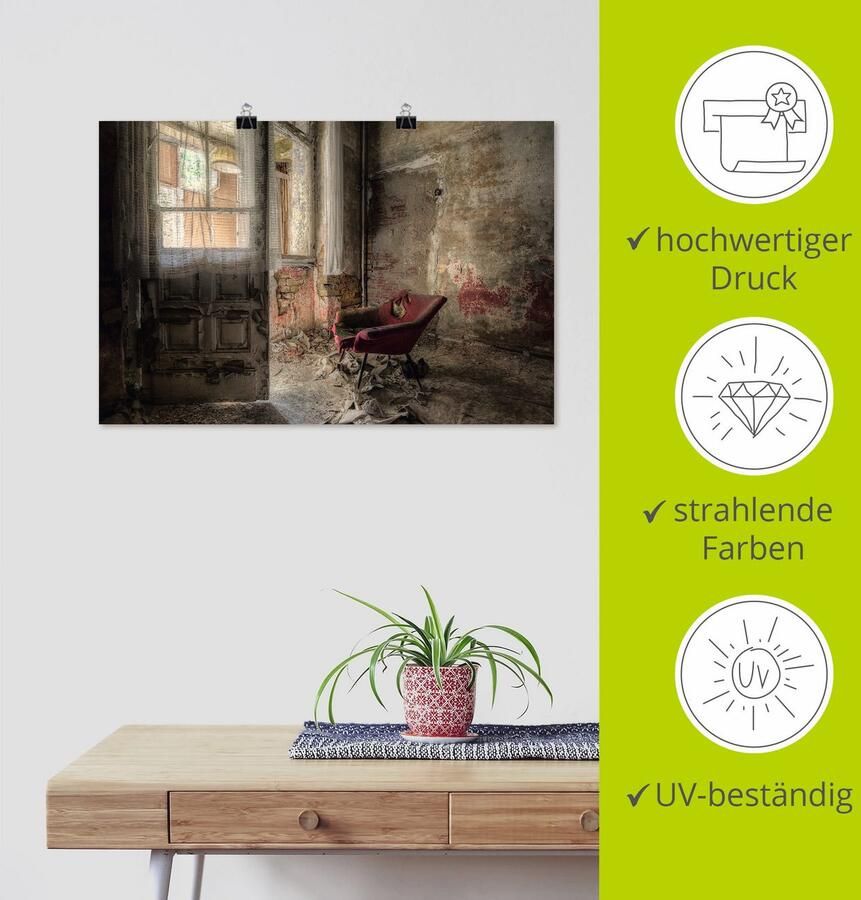 Artland Artprint Lost Place rode fauteuil I als artprint van aluminium artprint voor buiten artprint op linnen poster muursticker - Foto 3
