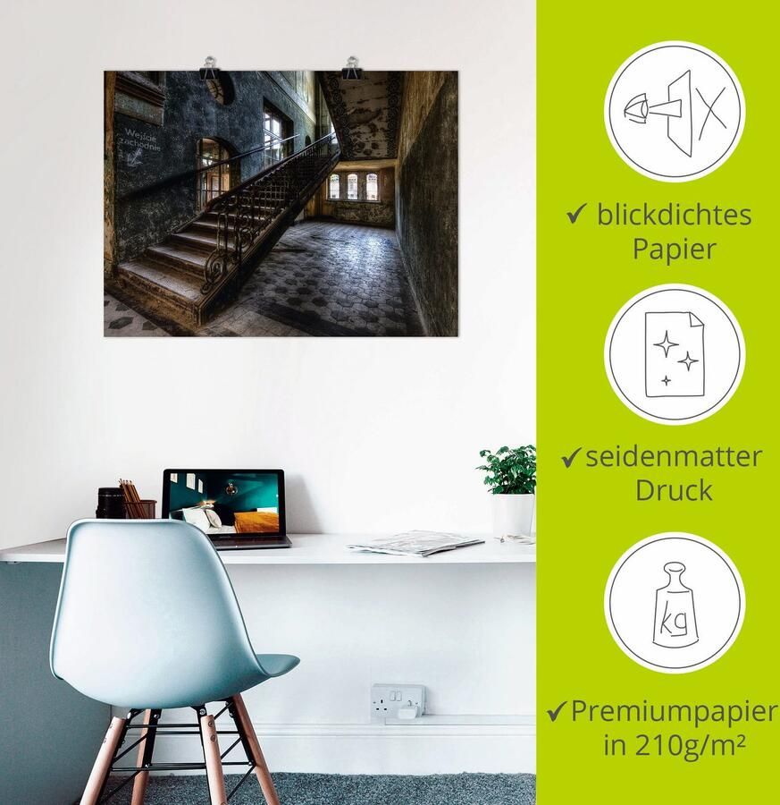 Artland Artprint Lost Place trappen als artprint op linnen poster in verschillende formaten maten - Foto 2