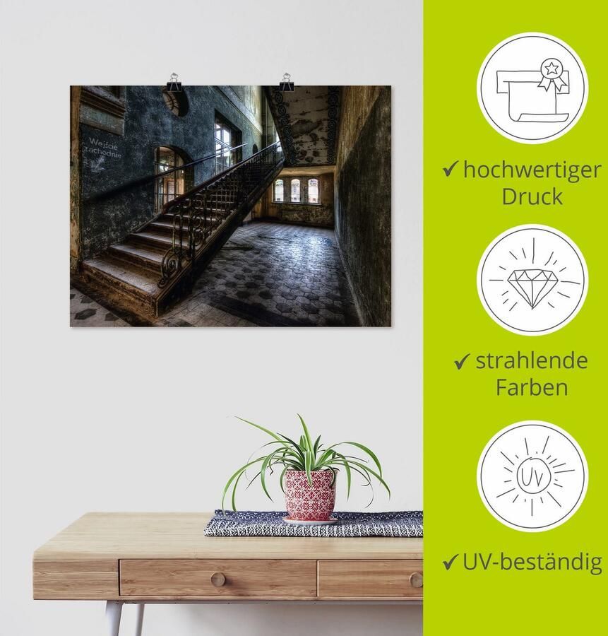 Artland Artprint Lost Place trappen als artprint op linnen poster in verschillende formaten maten - Foto 3