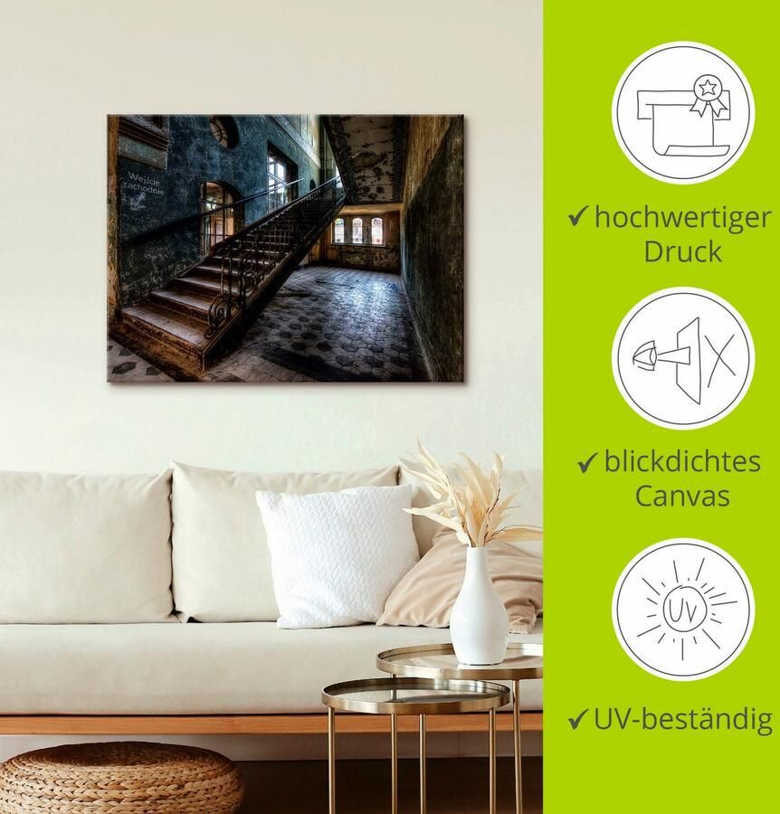Artland Artprint Lost Place trappen als artprint op linnen poster in verschillende formaten maten - Foto 2