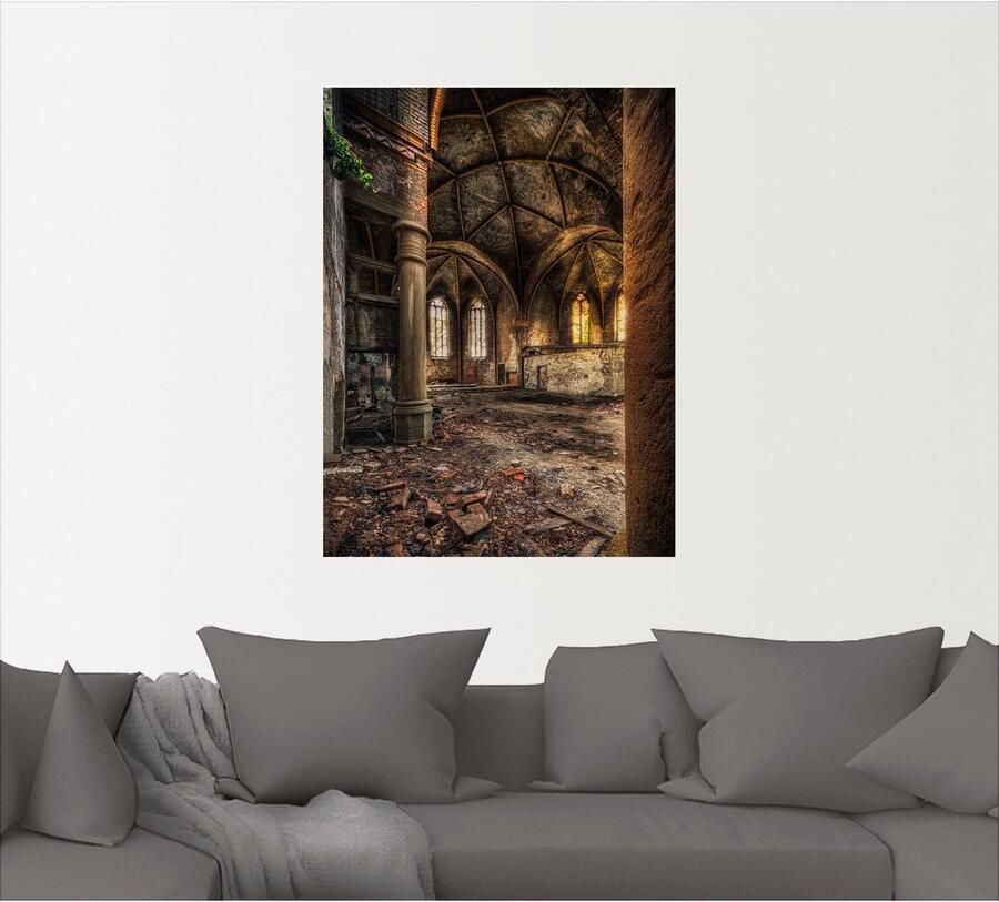 Artland Artprint Lost Place verlaten kerk II als artprint op linnen muursticker in verschillende maten - Foto 3