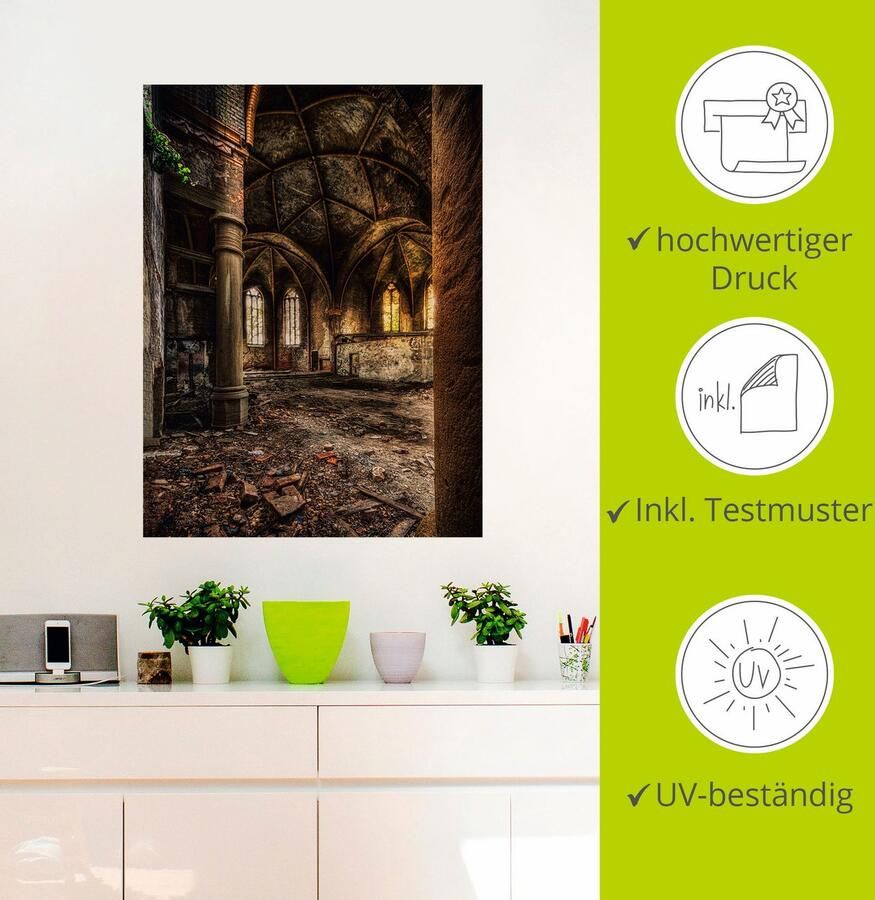 Artland Artprint Lost Place verlaten kerk II als artprint op linnen muursticker in verschillende maten - Foto 2