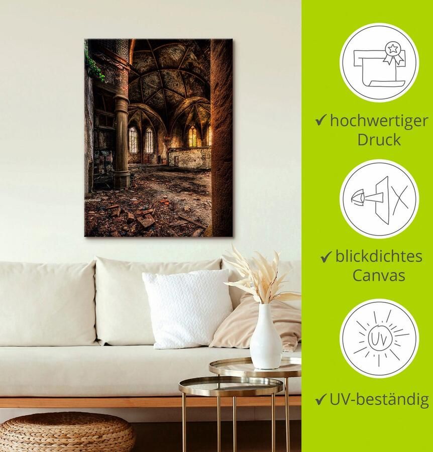 Artland Artprint Lost Place verlaten kerk II als artprint op linnen muursticker in verschillende maten - Foto 2