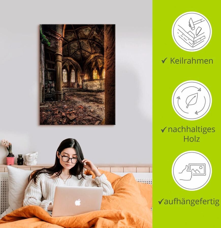 Artland Artprint Lost Place verlaten kerk II als artprint op linnen muursticker in verschillende maten