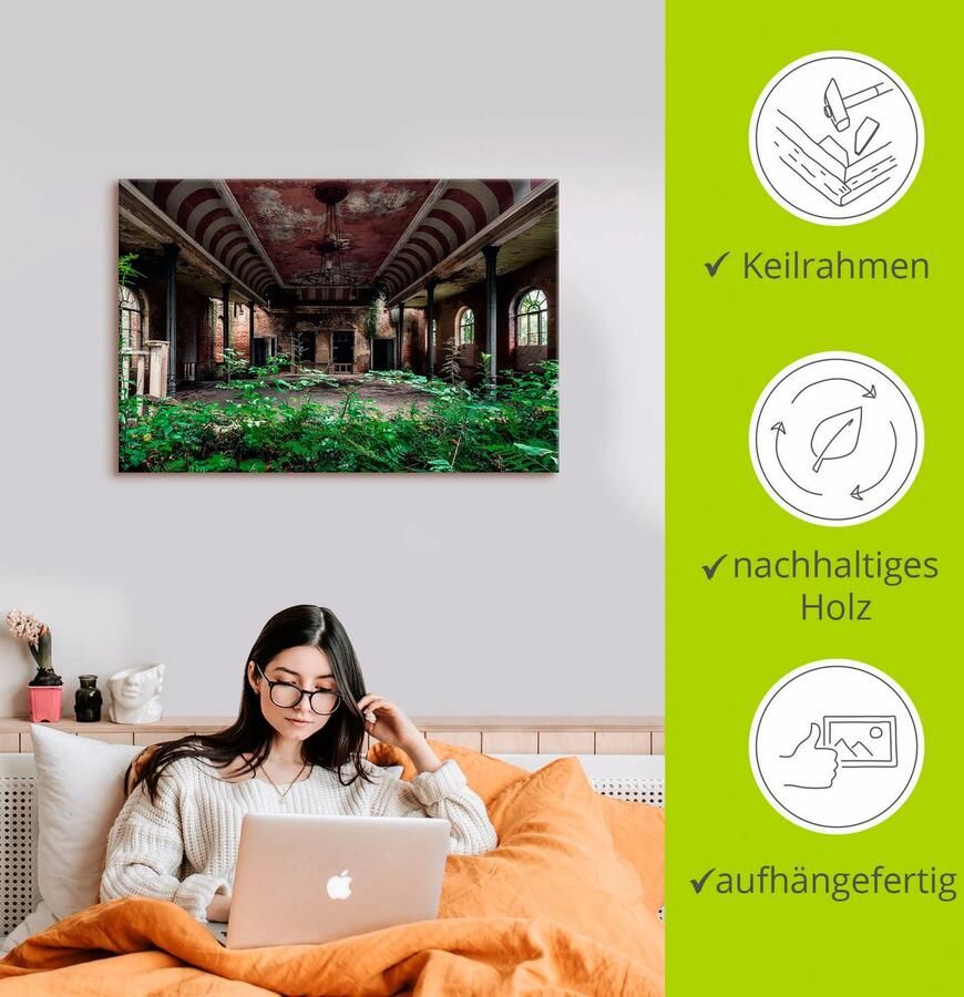 Artland Artprint Lost Places danszaal verlaten als artprint op linnen poster in verschillende formaten maten - Foto 2