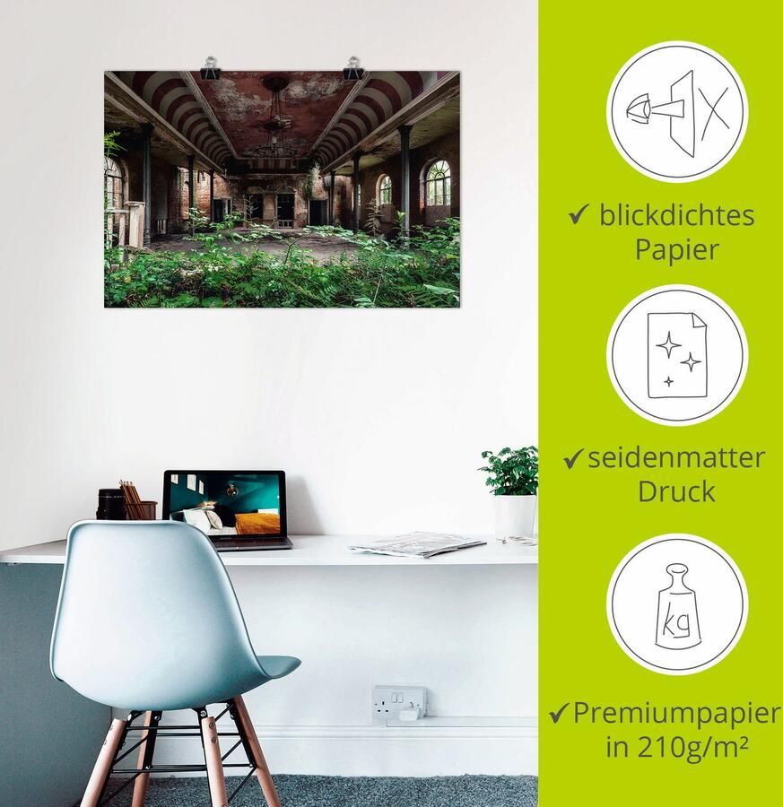 Artland Artprint Lost Places danszaal verlaten als artprint op linnen poster in verschillende formaten maten - Foto 2