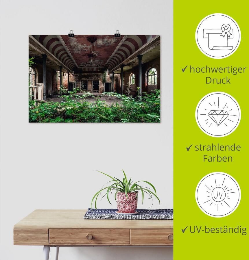 Artland Artprint Lost Places danszaal verlaten als artprint op linnen poster in verschillende formaten maten - Foto 3