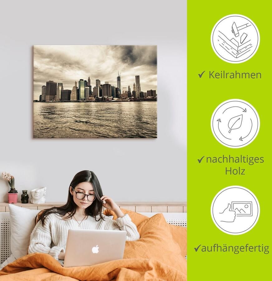 Artland Artprint Lower Manhattan skyline als artprint op linnen poster in verschillende formaten maten - Foto 2