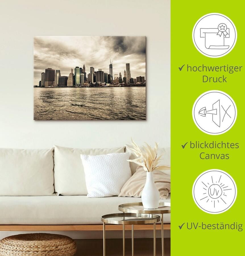 Artland Artprint Lower Manhattan skyline als artprint op linnen poster in verschillende formaten maten - Foto 3