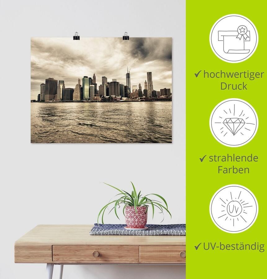 Artland Artprint Lower Manhattan skyline als artprint op linnen poster in verschillende formaten maten - Foto 3