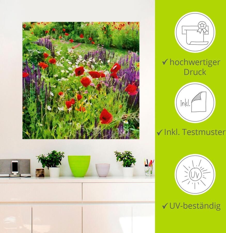 Artland Artprint Lupines en klaprozen als poster muursticker in verschillende maten - Foto 2