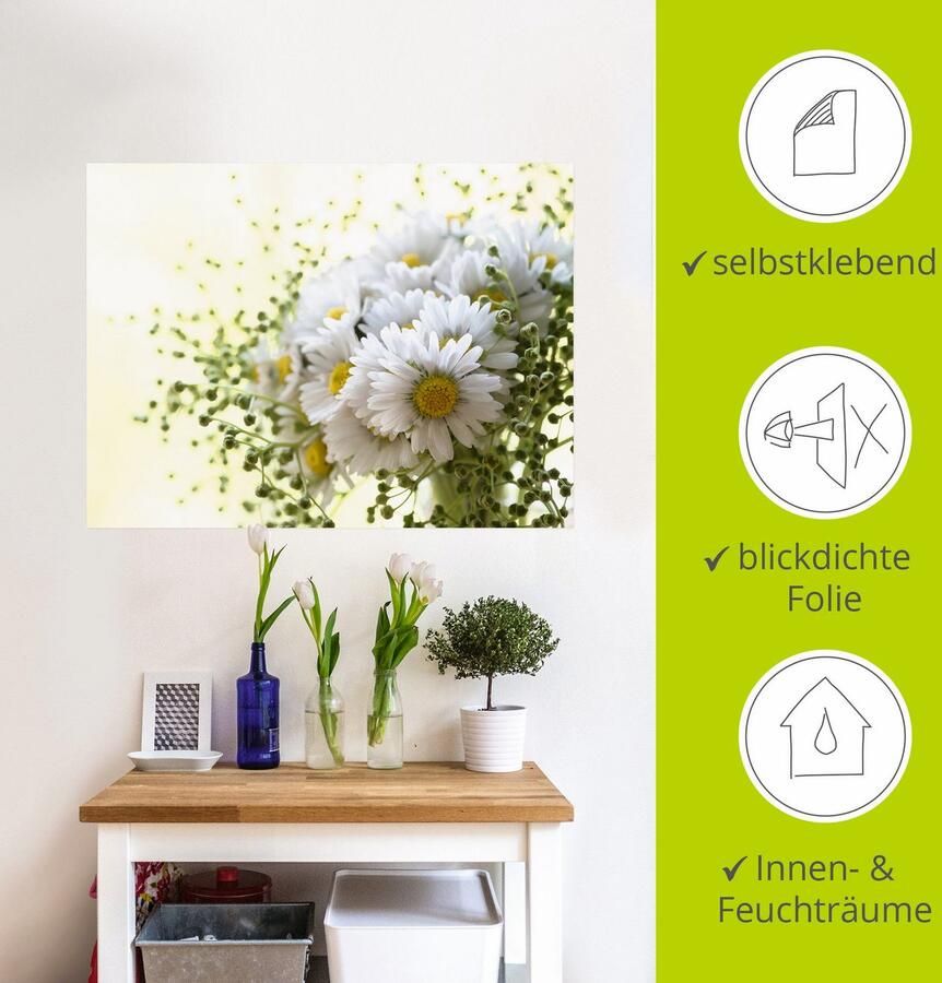 Artland Artprint Madeliefje met groen als artprint op linnen poster muursticker in verschillende maten - Foto 4