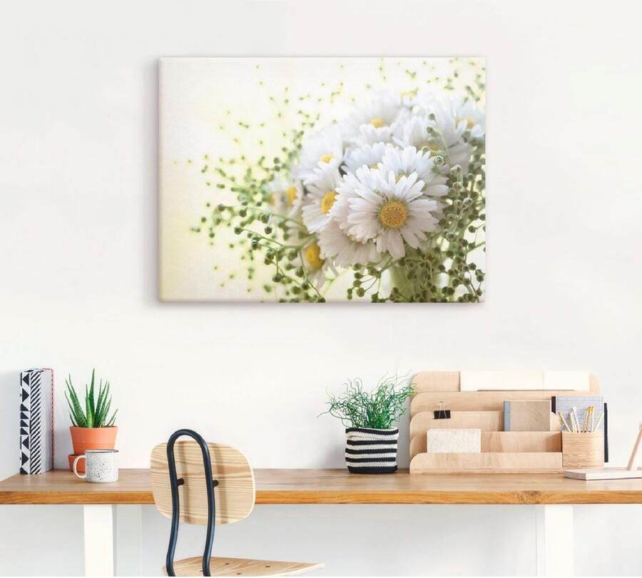 Artland Artprint Madeliefje met groen als artprint op linnen poster muursticker in verschillende maten - Foto 4