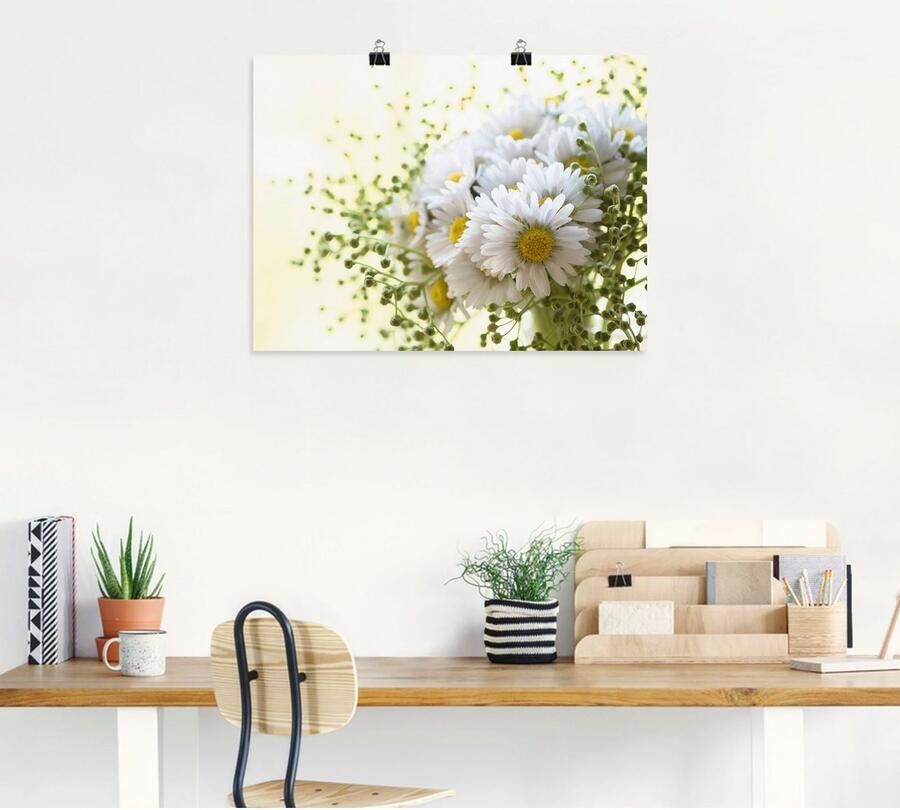 Artland Artprint Madeliefje met groen als artprint op linnen poster muursticker in verschillende maten - Foto 5