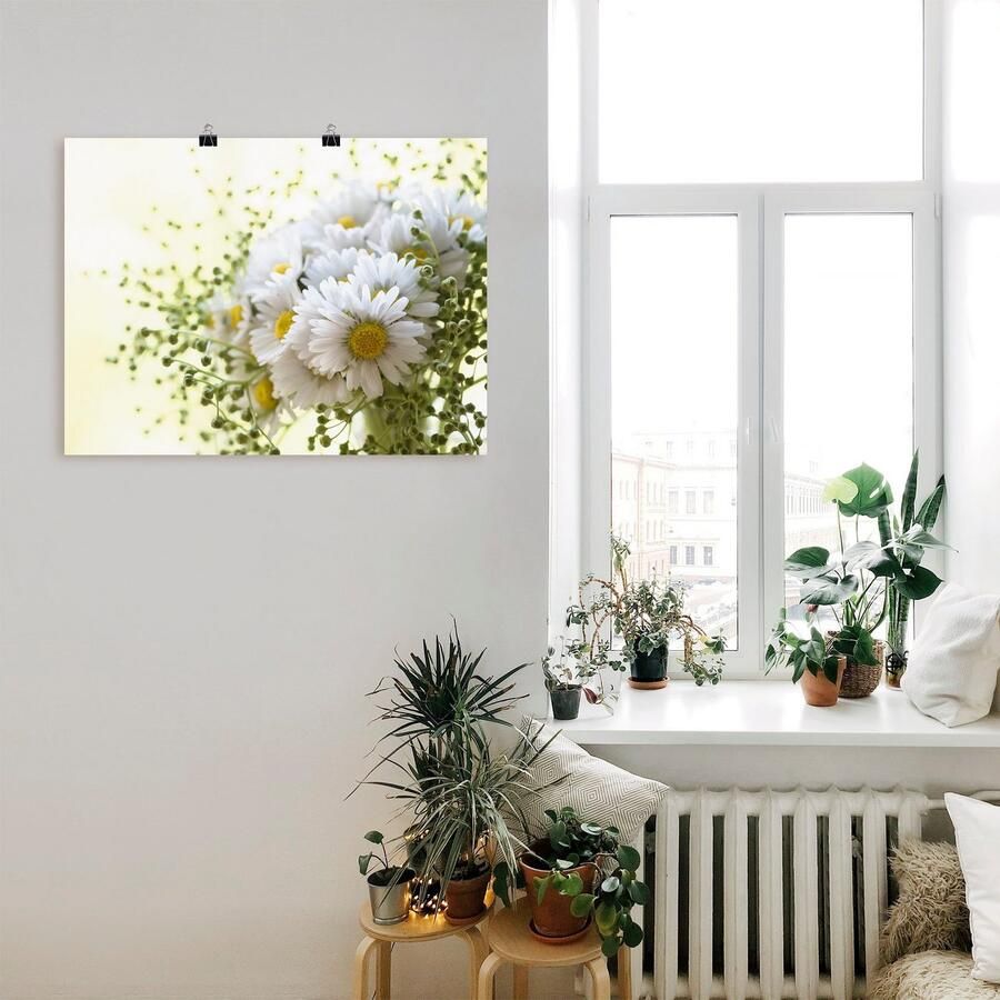 Artland Artprint Madeliefje met groen als artprint op linnen poster muursticker in verschillende maten - Foto 2