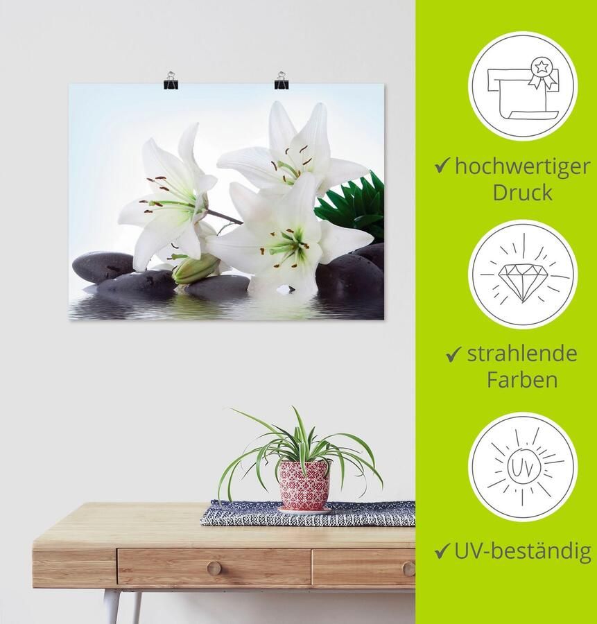 Artland Artprint Madonna-lelies en spastenen als artprint op linnen poster muursticker in verschillende maten - Foto 3