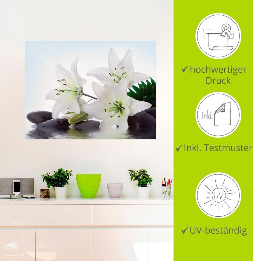 Artland Artprint Madonna-lelies en spastenen als artprint op linnen poster muursticker in verschillende maten - Foto 3