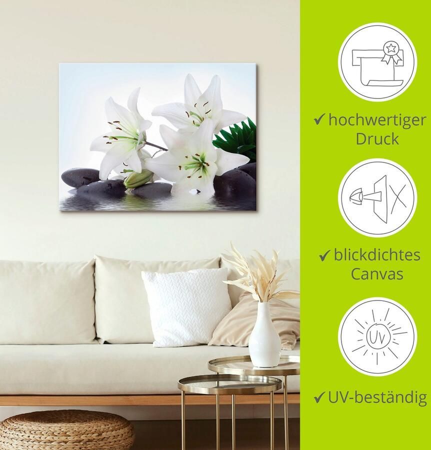 Artland Artprint Madonna-lelies en spastenen als artprint op linnen poster muursticker in verschillende maten - Foto 3