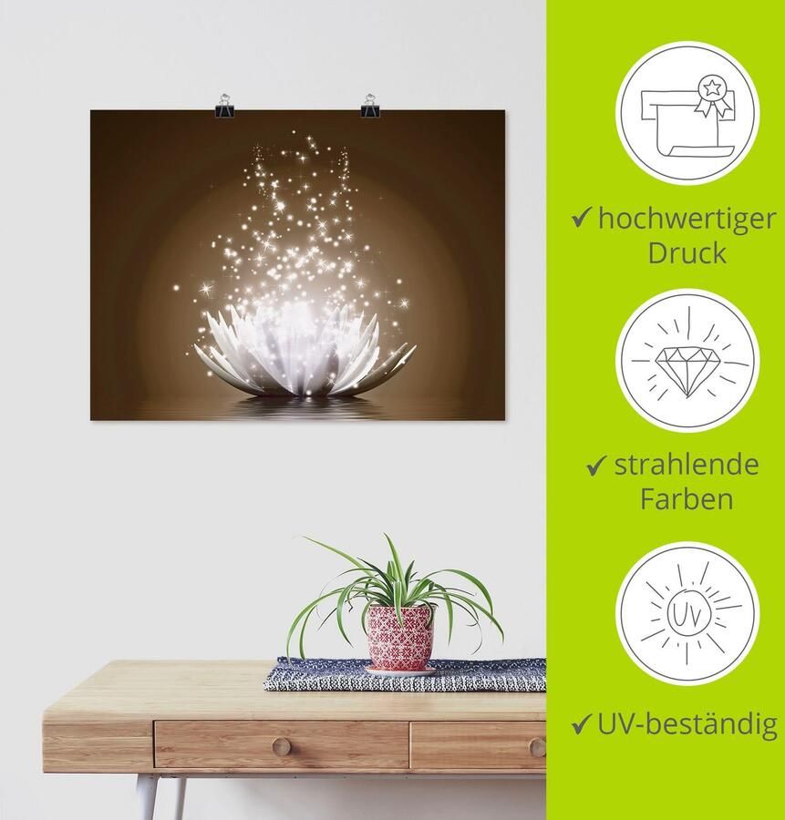 Artland Artprint Magie van de lotusbloem als artprint op linnen poster muursticker in verschillende maten - Foto 3