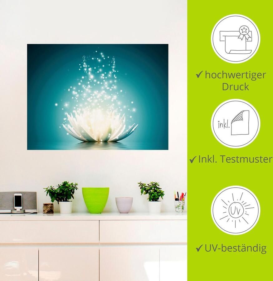 Artland Artprint Magie van de lotusbloem als artprint van aluminium artprint voor buiten artprint op linnen poster muursticker - Foto 2