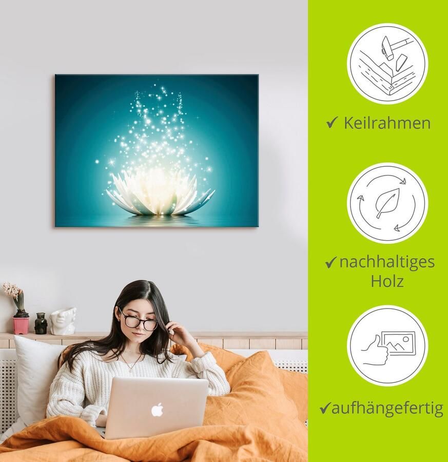 Artland Artprint Magie van de lotusbloem als artprint van aluminium artprint voor buiten artprint op linnen poster muursticker - Foto 2