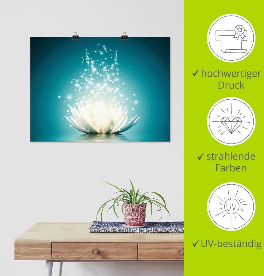 Artland Artprint Magie van de lotusbloem als artprint van aluminium artprint voor buiten artprint op linnen poster muursticker - Foto 3