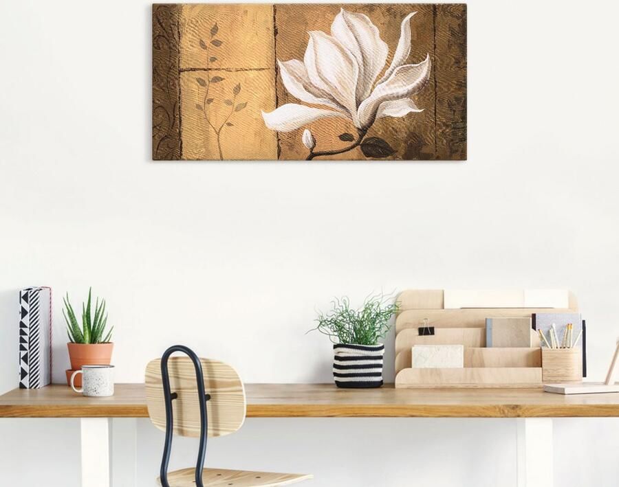 Artland Artprint op linnen Magnolia aan goudkleur bruin - Foto 6