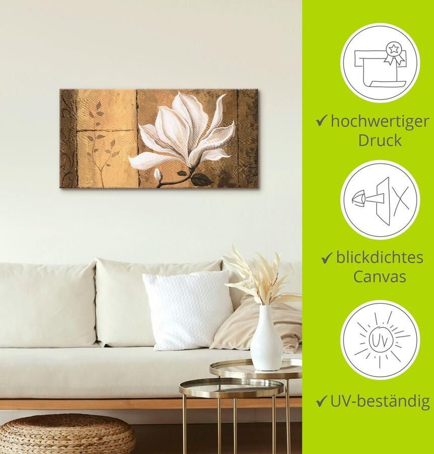 Artland Artprint op linnen Magnolia aan goudkleur bruin - Foto 4