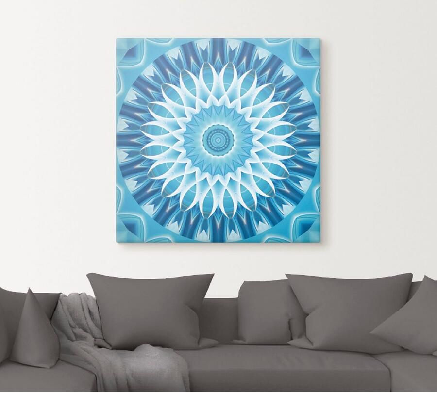 Artland Artprint Mandala blauw bloem als artprint op linnen in verschillende maten - Foto 3