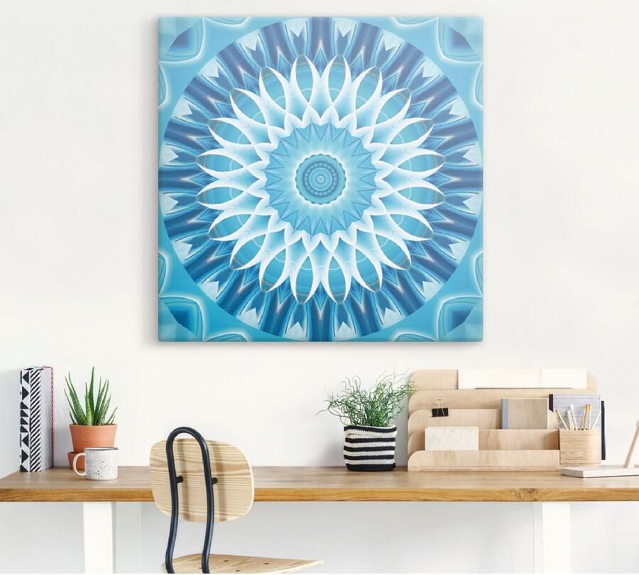 Artland Artprint Mandala blauw bloem als artprint op linnen in verschillende maten - Foto 4