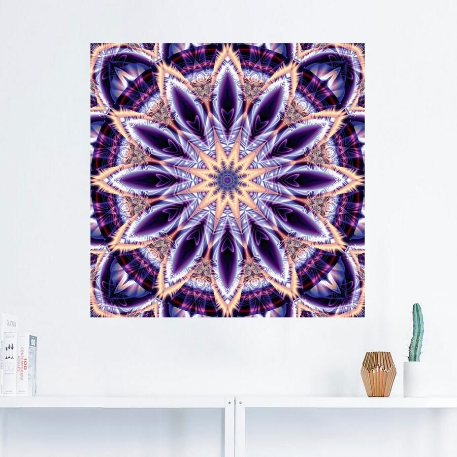 Artland Artprint Mandala ster paars als artprint op linnen muursticker in verschillende maten