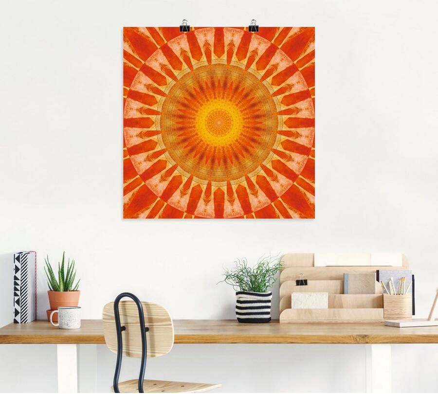 Artland Artprint Mandala zonsondergang als artprint op linnen poster in verschillende formaten maten - Foto 4