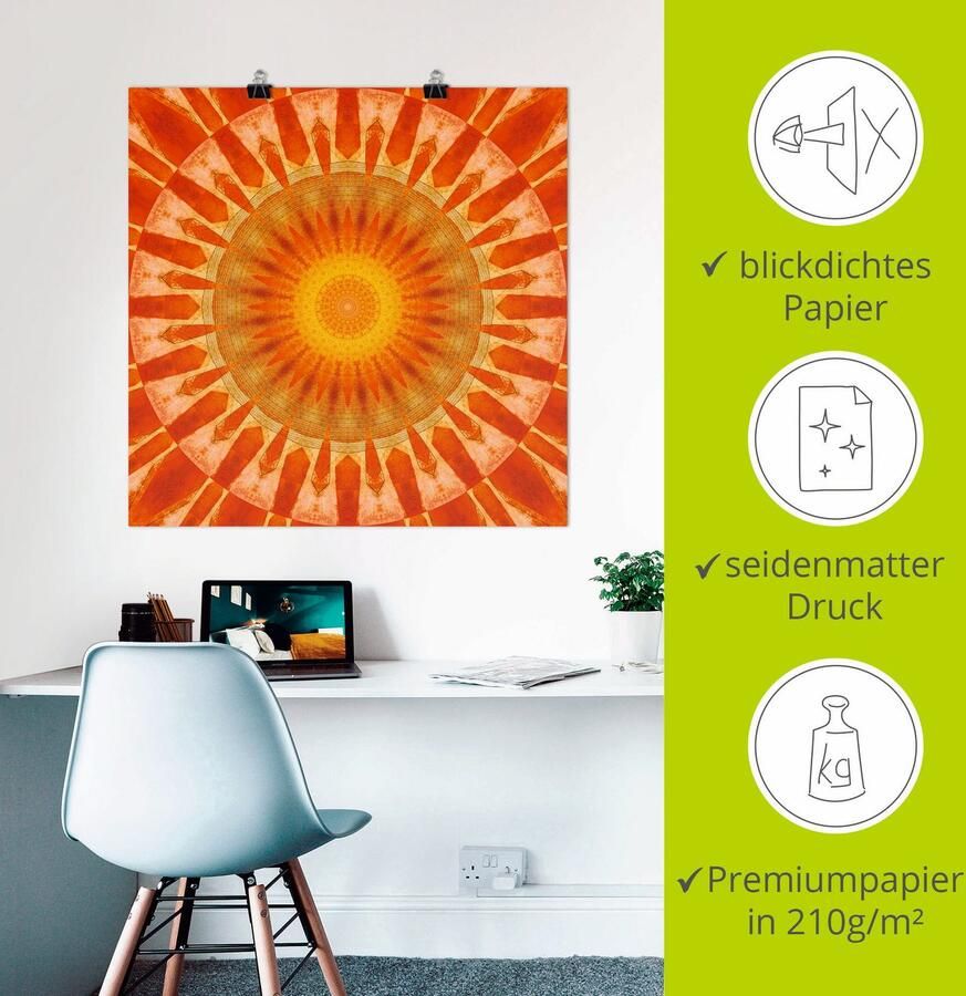 Artland Artprint Mandala zonsondergang als artprint op linnen poster in verschillende formaten maten - Foto 2