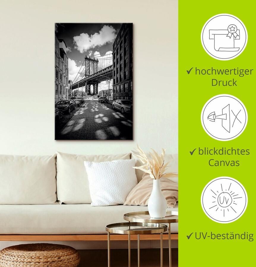 Artland Artprint Manhattan Bridge in Brooklyn New York als artprint op linnen poster in verschillende formaten maten - Foto 3