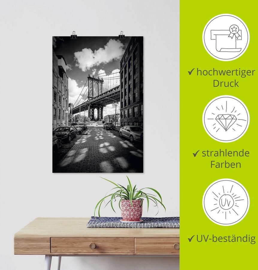 Artland Artprint Manhattan Bridge in Brooklyn New York als artprint op linnen poster in verschillende formaten maten - Foto 5
