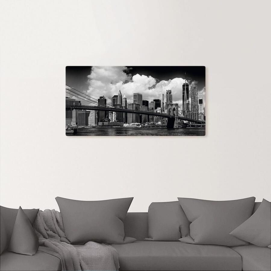Artland Artprint Manhattan Skyline Brooklyn Bridge als artprint van aluminium artprint op linnen muursticker verschillende maten