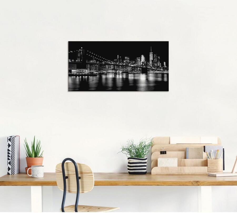 Artland Artprint Manhattan skyline & Brooklyn Bridge als artprint van aluminium artprint voor buiten muursticker in diverse maten - Foto 5