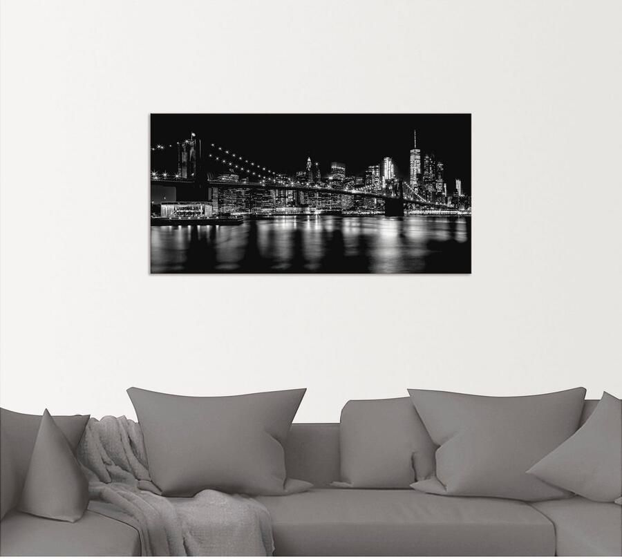 Artland Artprint Manhattan skyline & Brooklyn Bridge als artprint van aluminium artprint voor buiten muursticker in diverse maten - Foto 6