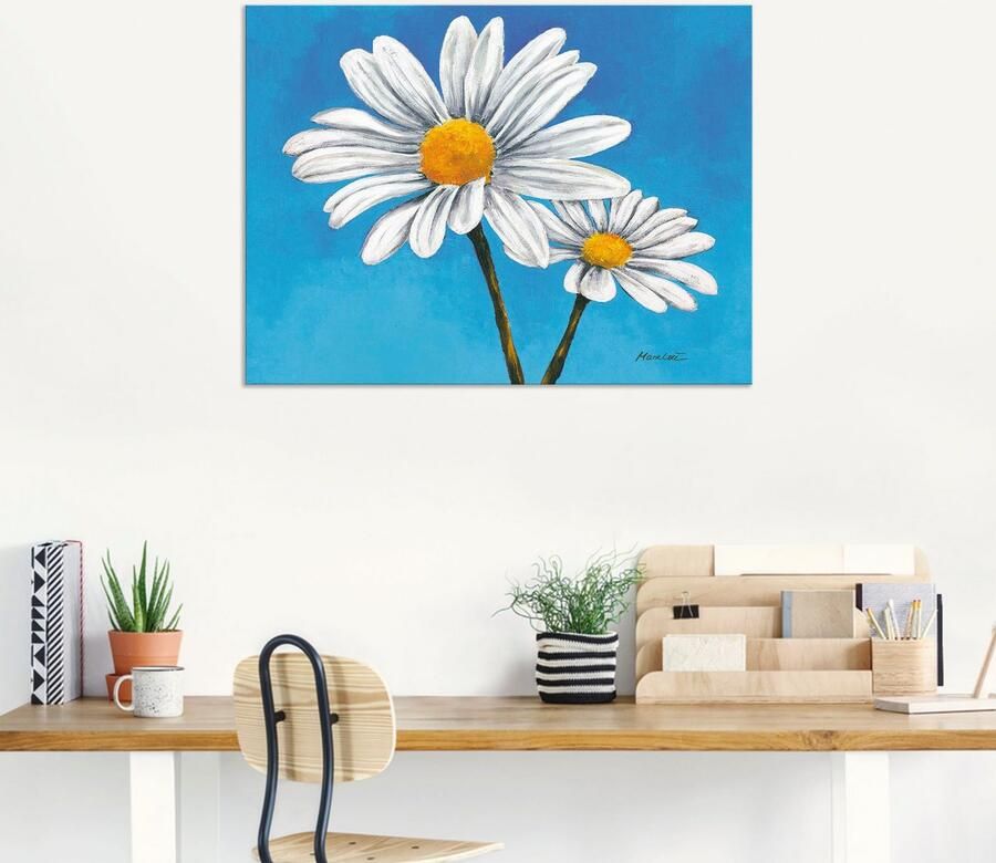 Artland Artprint Margrieten op blauw als artprint van aluminium artprint voor buiten artprint op linnen in verschillende maten - Foto 5