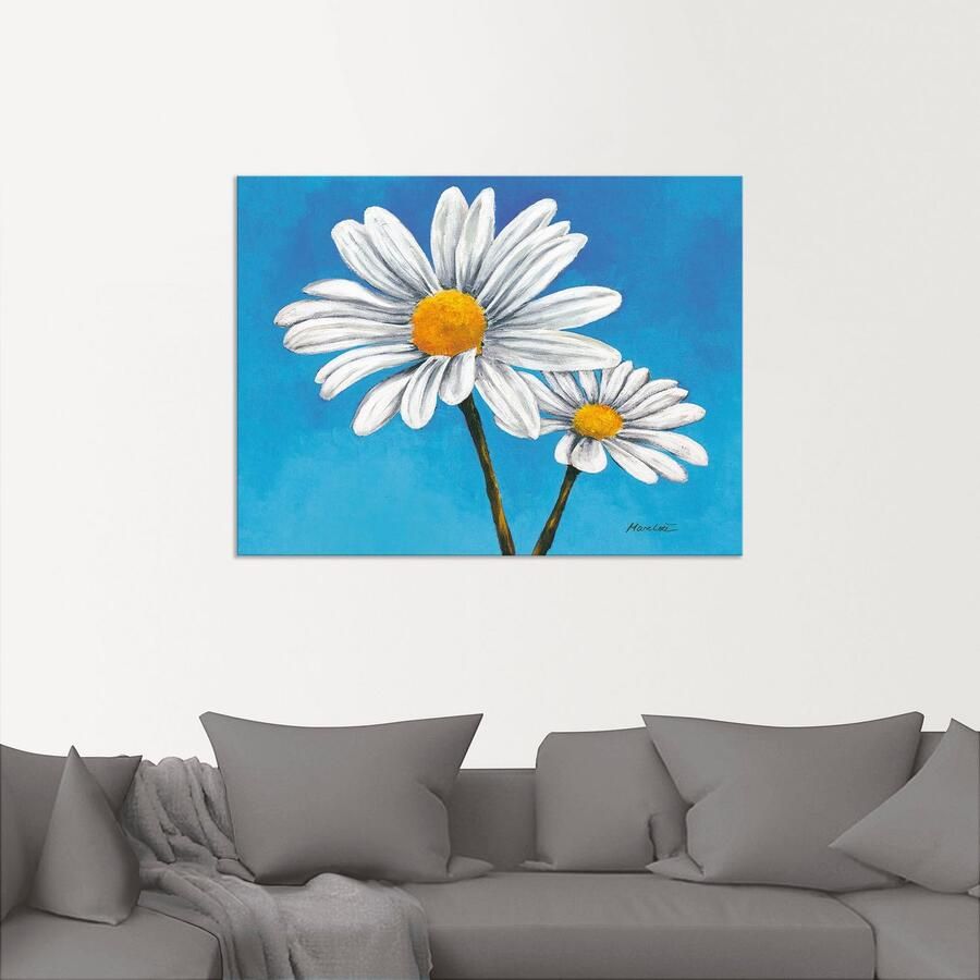 Artland Artprint Margrieten op blauw als artprint van aluminium artprint voor buiten artprint op linnen in verschillende maten - Foto 2
