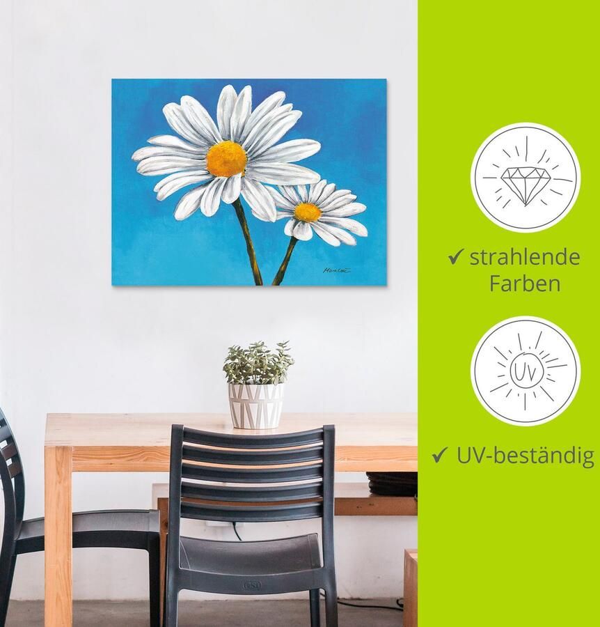 Artland Artprint Margrieten op blauw als artprint van aluminium artprint voor buiten artprint op linnen in verschillende maten - Foto 3