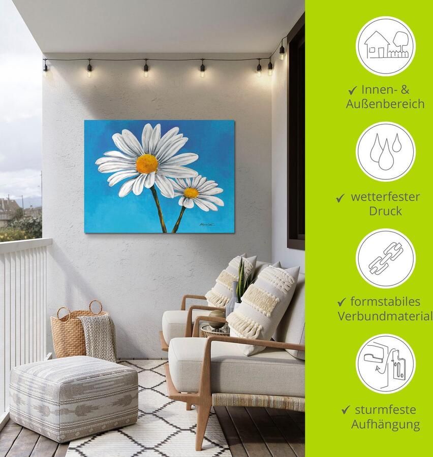 Artland Artprint Margrieten op blauw als artprint van aluminium artprint voor buiten artprint op linnen in verschillende maten - Foto 4